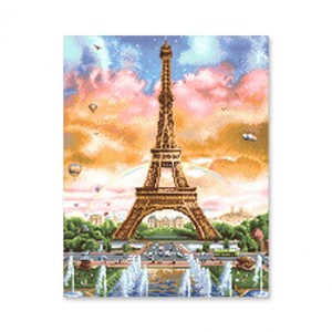 DIY 보석십자수 풍경 에펠탑과열기구 40X50